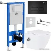 Roxen Antares Bidet в комплекте с инсталляцией StounFix Slim 6 в 1 958156 (кнопка: черный матовый)