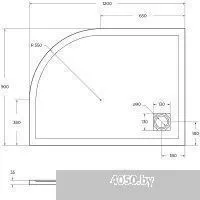 BelBagno TRAY-MR-UNO-RH-120/90-550-35-W-L-CR 120x90