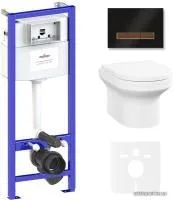 Унитаз Lavinia Boho Relfix Grance Hill Rimless 6 в 1 87561020 (черный/дерево стекло)