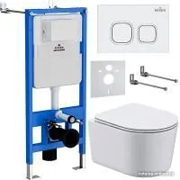 Roxen Simple Compact в комплекте с инсталляцией StounFix Slim 6 в 1 916803 (кнопка: белый глянец)