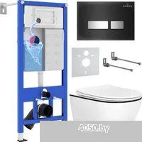 Roxen Antares Black в комплекте с инсталляцией StounFix Dual Fresh 6 в 1 964974 (кнопка: черное стек