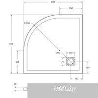 BelBagno TRAY-MR-UNO-R-90-550-35-NERO-CR 90x90