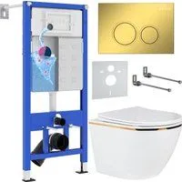 Roxen Antares Gold в комплекте с инсталляцией StounFix Dual Fresh 6 в 1 968092 (кнопка: золото глянц