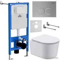 Roxen Simple Compact в комплекте с инсталляцией StounFix Slim 6 в 1 915792 (кнопка: хром матовый)