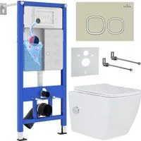 Roxen Cube bidet в комплекте с инсталляцией StounFix Dual Fresh 6 в 1 966554 (кнопка: бежевый)