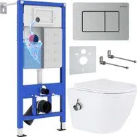 Roxen Antares Bidet в комплекте с инсталляцией StounFix Dual Fresh 6 в 1 968424 (кнопка: сатин)