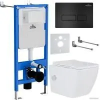 Roxen Cube Bidet One Rimless 6 в 1 StounFix Slim 583046 (кнопка: черный матовый)