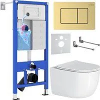 Roxen Vortex в комплекте с инсталляцией StounFix Dual Fresh 6 в 1 968483 (кнопка: брашированное золо