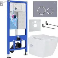 Roxen Cube bidet в комплекте с инсталляцией StounFix Dual Fresh 6 в 1 966127 (кнопка: серый бетон)