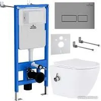 Roxen Antares Bidet в комплекте с инсталляцией StounFix Slim 6 в 1 959767 (кнопка: хром матовый)