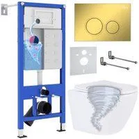 Roxen Antares Tornado в комплекте с инсталляцией StounFix Dual Fresh 6 в 1 968356 (кнопка: золото гл