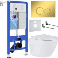 Roxen Antares в комплекте с инсталляцией StounFix Dual Fresh 6 в 1 968010 (кнопка: золото глянцевое