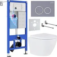 Roxen Antares 530185-02 в комплекте с инсталляцией StounFix Dual Fresh 6 в 1 966055 (кнопка: серый б