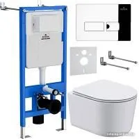 Roxen Simple Compact в комплекте с инсталляцией StounFix Slim 6 в 1 932469 (кнопка: хром глянец)