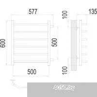 TERMINUS Виктория П6 500x600 (боковое подключение 500, RAL 9003 белый)