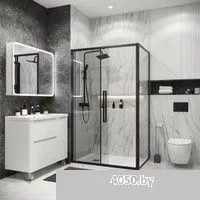 Grossman Cosmo 100x90x195 120.K33.02.1090.21.00 (черный матовый/прозрачное стекло)