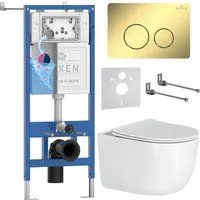 Roxen Vortex Tornado в комплекте с инсталляцией StounFix Dual Fresh 6 в 1 868476 (кнопка: золото гля