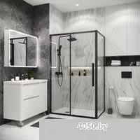 Grossman Cosmo 100х195 200.K33.02.100.21.00 (черный матовый/стекло прозрачное)