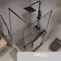 Niagara NG-670-10ВLACK 100x195 (черный матовый/прозрачное стекло)