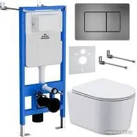 Roxen Simple Compact в комплекте с инсталляцией StounFix Slim 6 в 1 954681 (кнопка: оружейная сталь)