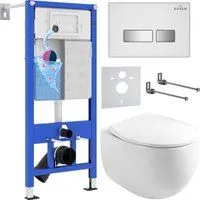 Roxen Egg в комплекте с инсталляцией StounFix Dual Fresh 6 в 1 964245 (кнопка: белое стекло)