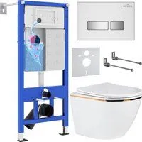 Roxen Antares Gold в комплекте с инсталляцией StounFix Dual Fresh 6 в 1 904965 (белое стекло)