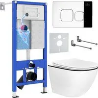 Roxen Antares Black в комплекте с инсталляцией StounFix Dual Fresh 6 в 1 964686 (кнопка: хром глянец