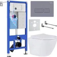 Roxen Antares 530185-01 в комплекте с инсталляцией StounFix Dual Fresh 6 в 1 966771 (кнопка: серый г