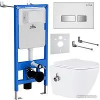 Roxen Antares Bidet в комплекте с инсталляцией StounFix Slim 6 в 1 962866 (кнопка: белое стекло)