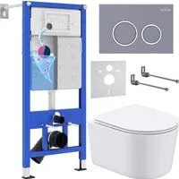 Roxen Simple Compact в комплекте с инсталляцией StounFix Dual Fresh 6 в 1 966133 (кнопка: серый бето