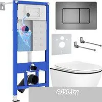 Roxen Antares Black в комплекте с инсталляцией StounFix Dual Fresh 6 в 1 964862 (кнопка: оружейная с