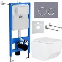 Roxen Boro в комплекте с инсталляцией StounFix Dual Fresh 6 в 1 966110 (кнопка: серый бетон)