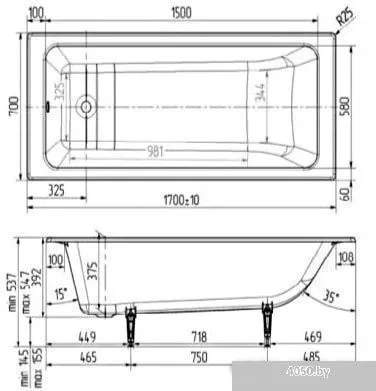 Ванна Wotte Line 150x70