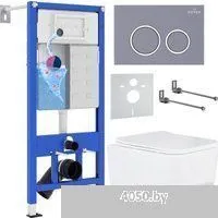 Roxen Boro в комплекте с инсталляцией StounFix Dual Fresh 6 в 1 966110 (кнопка: серый бетон)