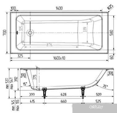 Ванна Wotte Line 160x70