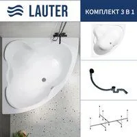 Lauter Riviera 150x150 21050150 (с каркасом и сифоном 21Y31001 матовый черный)