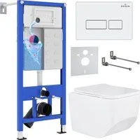 Roxen Boro в комплекте с инсталляцией StounFix Dual Fresh 6 в 1 577353 (кнопка: белый глянец)