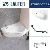 Lauter Valencia 150x100 2102150R (с ножками и сифоном 21Y32001 матовый черный)