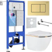 Roxen Antares Gold в комплекте с инсталляцией StounFix Dual Fresh 6 в 1 968460 (кнопка: брашированно