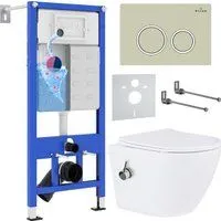 Roxen Antares Bidet в комплекте с инсталляцией StounFix Dual Fresh 6 в 1 966280 (кнопка: бежевый)