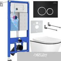 Roxen Antares Black в комплекте с инсталляцией StounFix Dual Fresh 6 в 1 964643 (кнопка: черный мато