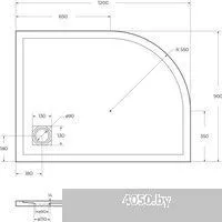 BelBagno TRAY-MR-UNO-RH-120/90-550-35-W-R-BO