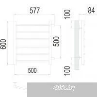 TERMINUS Классик П6 500x600 (боковое подключение 50, хром)