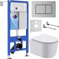 Roxen Simple compact в комплекте с инсталляцией StounFix Dual Fresh 6 в 1 968486 (кнопка: сатин)