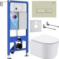 Roxen Simple Compact в комплекте с инсталляцией StounFix Dual Fresh 6 в 1 966686 (кнопка: бежевый)