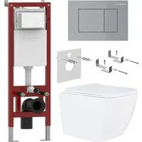 Roxen Cube в комплекте с инсталляцией Asten Readle Zentralmodul AR0601-185M с кнопкой сатин (хром ма