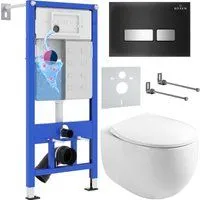 Roxen Egg в комплекте с инсталляцией StounFix Dual Fresh 6 в 1 964256 (кнопка: черное стекло)