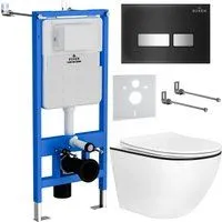 Roxen Antares Black в комплекте с инсталляцией StounFix Dual Fresh 6 в 1 964974 (кнопка: черное стек