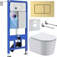 Roxen Simple compact в комплекте с инсталляцией StounFix Dual Fresh 6 в 1 968480 (кнопка: браширован