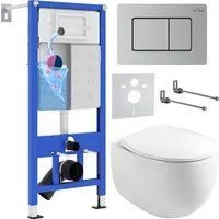 Roxen Egg в комплекте с инсталляцией StounFix Dual Fresh 6 в 1 968442 (кнопка: сатин)